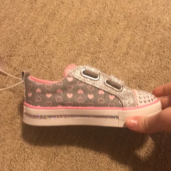 SKETCHERS TWINKLE TOES(CRYSTAL STARS) PINK/GREY - Picture 2 of 9